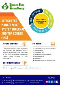 IMS-Integrated Management System Internal Auditor Course @ensuresafe.sg